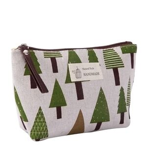 NWOT Handmade Tree Print Make-up Bag
